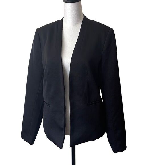 Simply Styled By Sears Women's Collarless Blazer Jacket Open Front Black Size 6 - Picture 1 of 7